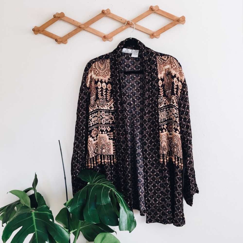 Vintage Urban Bohemian Beaded Long Sleeve Cardigan